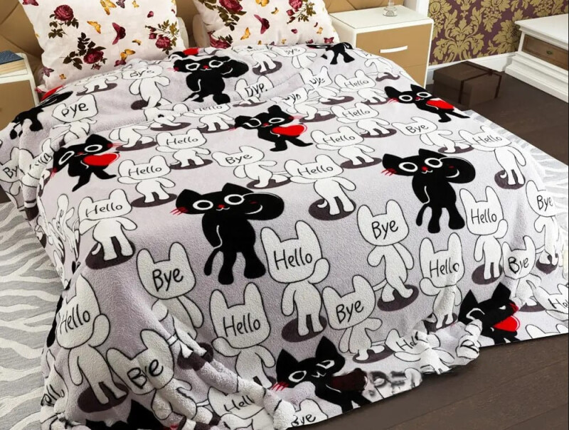 Плед флисовый 200х220 ❤️Котик с сердцем❤️