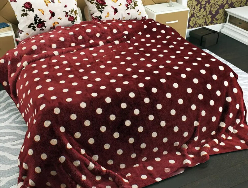 Флісовий плед 160х210 ⭐Горох бордовий⭐